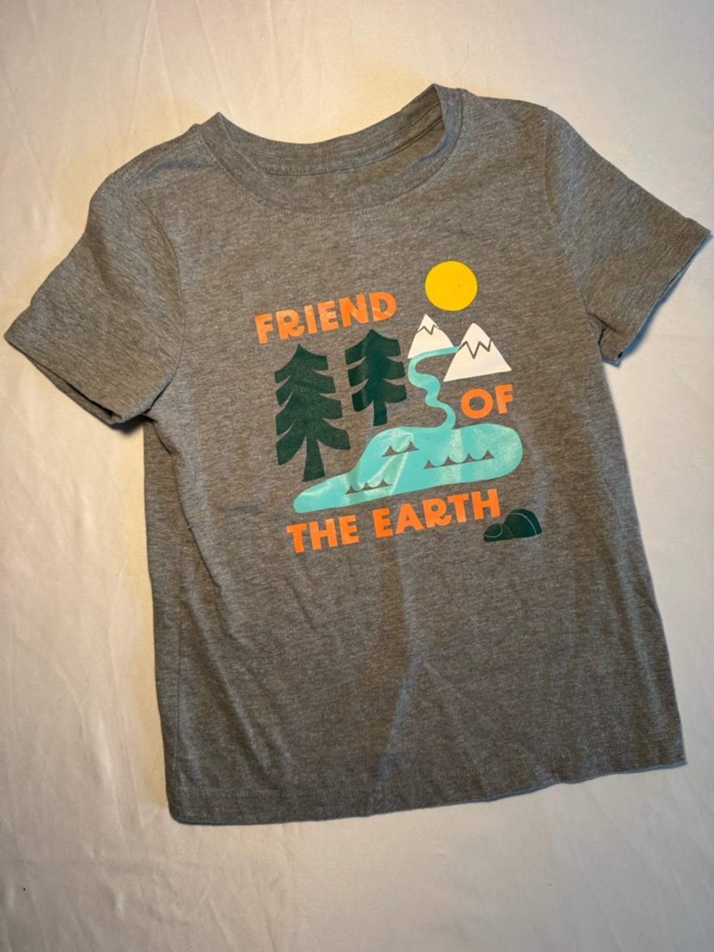 Cat & Jack Gray Tee “Friend of the Earth” with Colorful Nature Graphic